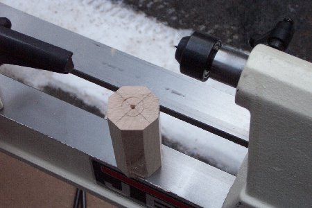 Unturned workpiece
with indentation from cup center